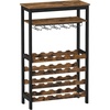 image:imageSONGMICS 24Bottle Freestanding Wine Rack Wine Storage Display Shelves with Tabletop and Glass Holder Bar Rack with Bottle Holder for Kitchen Bar Dining Room Rustic Brown and Black UKWR028B01