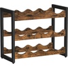 image:imageSONGMICS Wine Rack 3 Tier Tabletop Wine Water Bottle Organizer Storage Large Capacity Holds 12 Bottles Bamboo Countertop Wine Holder Shelf for Kitchen Bar Cabinets Pantry Rustic Brown and Black