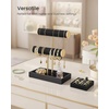 image:imageSONGMICS Bracelet Holder Stand Jewelry Display Stand Jewelry Organizer with 2 Tiers and Velvet Tray Removable Ring Holder Cream White and Pale Gold UJJS039W101Ink Black  Pale Gold