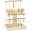 image:imageSONGMICS Bracelet Holder Stand Jewelry Display Stand Jewelry Organizer with 2 Tiers and Velvet Tray Removable Ring Holder Cream White and Pale Gold UJJS039W101Cream White  Pale Gold
