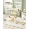 image:imageSONGMICS Bracelet Holder Stand Jewelry Display Stand Jewelry Organizer with 2 Tiers and Velvet Tray Removable Ring Holder Cream White and Pale Gold UJJS039W101Cream White  Pale Gold