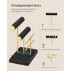 image:imageSONGMICS Bracelet Holder Stand Jewelry Display Stand Jewelry Organizer with 2 Tiers and Velvet Tray Removable Ring Holder Cream White and Pale Gold UJJS039W101Ink Black  Pale Gold
