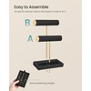 image:imageSONGMICS Bracelet Holder Stand Jewelry Display Stand Jewelry Organizer with 2 Tiers and Velvet Tray Removable Ring Holder Cream White and Pale Gold UJJS039W101Ink Black  Pale Gold