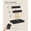 image:imageSONGMICS Bracelet Holder Stand Jewelry Display Stand Jewelry Organizer with 2 Tiers and Velvet Tray Removable Ring Holder Cream White and Pale Gold UJJS039W101Ink Black  Pale Gold