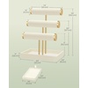 image:imageSONGMICS Bracelet Holder Stand Jewelry Display Stand Jewelry Organizer with 2 Tiers and Velvet Tray Removable Ring Holder Cream White and Pale Gold UJJS039W101Cream White  Pale Gold