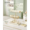 image:imageSONGMICS Bracelet Holder Stand Jewelry Display Stand Jewelry Organizer with 2 Tiers and Velvet Tray Removable Ring Holder Cream White and Pale Gold UJJS039W101Cream White  Pale Gold