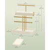 image:imageSONGMICS Bracelet Holder Stand Jewelry Display Stand Jewelry Organizer with 2 Tiers and Velvet Tray Removable Ring Holder Cream White and Pale Gold UJJS039W101Cream White  Pale Gold
