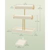 image:imageSONGMICS Bracelet Holder Stand Jewelry Display Stand Jewelry Organizer with 2 Tiers and Velvet Tray Removable Ring Holder Cream White and Pale Gold UJJS039W101Cream White  Pale Gold