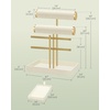 image:imageSONGMICS Bracelet Holder Stand Jewelry Display Stand Jewelry Organizer with 2 Tiers and Velvet Tray Removable Ring Holder Cream White and Pale Gold UJJS039W101Cream White  Pale Gold