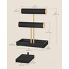 image:imageSONGMICS Bracelet Holder Stand Jewelry Display Stand Jewelry Organizer with 2 Tiers and Velvet Tray Removable Ring Holder Cream White and Pale Gold UJJS039W101Ink Black  Pale Gold