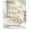 image:imageSONGMICS Bracelet Holder Stand Jewelry Display Stand Jewelry Organizer with 2 Tiers and Velvet Tray Removable Ring Holder Cream White and Pale Gold UJJS039W101Cream White  Pale Gold