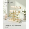 image:imageSONGMICS Bracelet Holder Stand Jewelry Display Stand Jewelry Organizer with 2 Tiers and Velvet Tray Removable Ring Holder Cream White and Pale Gold UJJS039W101Cream White  Pale Gold