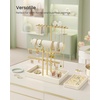 image:imageSONGMICS Bracelet Holder Stand Jewelry Display Stand Jewelry Organizer with 2 Tiers and Velvet Tray Removable Ring Holder Cream White and Pale Gold UJJS039W101Cream White  Pale Gold