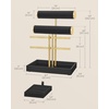 image:imageSONGMICS Bracelet Holder Stand Jewelry Display Stand Jewelry Organizer with 2 Tiers and Velvet Tray Removable Ring Holder Cream White and Pale Gold UJJS039W101Ink Black  Pale Gold