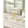 image:imageSONGMICS Bracelet Holder Stand Jewelry Display Stand Jewelry Organizer with 2 Tiers and Velvet Tray Removable Ring Holder Cream White and Pale Gold UJJS039W101Cream White  Pale Gold