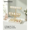 image:imageSONGMICS Bracelet Holder Stand Jewelry Display Stand Jewelry Organizer with 2 Tiers and Velvet Tray Removable Ring Holder Cream White and Pale Gold UJJS039W101Cream White  Pale Gold