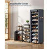 image:imageSONGMICS Home Shoe Rack 10Tier Tall Narrow Metal Shoe Organizer with Dust Cover 112 x 191 x 632 Inches Vertical Storage Cabinet for Closet Entryway BlackGrey