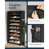 image:imageSONGMICS Home Shoe Rack 10Tier Tall Narrow Metal Shoe Organizer with Dust Cover 112 x 191 x 632 Inches Vertical Storage Cabinet for Closet Entryway BlackBlack