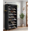 image:imageSONGMICS Home Shoe Rack 10Tier Tall Narrow Metal Shoe Organizer with Dust Cover 112 x 191 x 632 Inches Vertical Storage Cabinet for Closet Entryway BlackBlack
