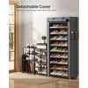 image:imageSONGMICS Home Shoe Rack 10Tier Tall Narrow Metal Shoe Organizer with Dust Cover 112 x 191 x 632 Inches Vertical Storage Cabinet for Closet Entryway BlackGrey