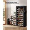 image:imageSONGMICS Home Shoe Rack 10Tier Tall Narrow Metal Shoe Organizer with Dust Cover 112 x 191 x 632 Inches Vertical Storage Cabinet for Closet Entryway BlackBlack