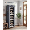 image:imageSONGMICS Home Shoe Rack 10Tier Tall Narrow Metal Shoe Organizer with Dust Cover 112 x 191 x 632 Inches Vertical Storage Cabinet for Closet Entryway BlackGrey