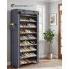 image:imageSONGMICS Home Shoe Rack 10Tier Tall Narrow Metal Shoe Organizer with Dust Cover 112 x 191 x 632 Inches Vertical Storage Cabinet for Closet Entryway BlackGrey