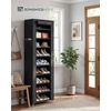 image:imageSONGMICS Home Shoe Rack 10Tier Tall Narrow Metal Shoe Organizer with Dust Cover 112 x 191 x 632 Inches Vertical Storage Cabinet for Closet Entryway BlackBlack