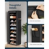 image:imageSONGMICS Home Shoe Rack 10Tier Tall Narrow Metal Shoe Organizer with Dust Cover 112 x 191 x 632 Inches Vertical Storage Cabinet for Closet Entryway BlackBlack