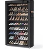 image:imageSONGMICS Home Shoe Rack 10Tier Tall Narrow Metal Shoe Organizer with Dust Cover 112 x 191 x 632 Inches Vertical Storage Cabinet for Closet Entryway BlackBlack