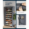 image:imageSONGMICS Home Shoe Rack 10Tier Tall Narrow Metal Shoe Organizer with Dust Cover 112 x 191 x 632 Inches Vertical Storage Cabinet for Closet Entryway BlackGrey