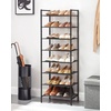 image:imageSONGMICS Metal Shoe Rack Free Standing Shoe Organizer for Entryway Closet Garage Small Spaces HeavyDuty Slim Steel Storage Shelf 4Tier Fits 1520 Pairs Black ULMR044BP01Black