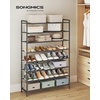 image:imageSONGMICS Metal Shoe Rack Free Standing Shoe Organizer for Entryway Closet Garage Small Spaces HeavyDuty Slim Steel Storage Shelf 4Tier Fits 1520 Pairs Black ULMR044BP01Black