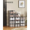 image:imageSONGMICS Shoe Boxes Shoe Storage Organizers Rack for Closet Plastic Stackable Sneaker Containers Case 12 Pack Transparent and Cloud White ULSP312W01Transparent  Ink Black