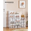 image:imageSONGMICS Shoe Boxes Shoe Storage Organizers Rack for Closet Plastic Stackable Sneaker Containers Case 12 Pack Transparent and Cloud White ULSP312W01Transparent  Cloud White