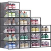 image:imageSONGMICS Shoe Boxes Shoe Storage Organizers Rack for Closet Plastic Stackable Sneaker Containers Case 12 Pack Transparent and Cloud White ULSP312W01Transparent  Ink Black