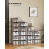 image:imageSONGMICS Shoe Boxes Shoe Storage Organizers Rack for Closet Plastic Stackable Sneaker Containers Case 12 Pack Transparent and Cloud White ULSP312W01Transparent  Ink Black