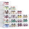 image:imageSONGMICS Shoe Boxes Shoe Storage Organizers Rack for Closet Plastic Stackable Sneaker Containers Case 12 Pack Transparent and Cloud White ULSP312W01Transparent  Cloud White