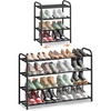 image:imageSONGMICS Expandable Shoe Rack Adjustable Shoe Organizer Storage Shelf Sturdy and HeavyDuty for Closet Entryway Living Room 2Tier Ink Black ULMR026BD014 Tiers 265H