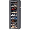 image:imageSONGMICS Home Shoe Rack 10Tier Tall Narrow Metal Shoe Organizer with Dust Cover 112 x 191 x 632 Inches Vertical Storage Cabinet for Closet Entryway BlackGrey