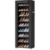 image:imageSONGMICS Home Shoe Rack 10Tier Tall Narrow Metal Shoe Organizer with Dust Cover 112 x 191 x 632 Inches Vertical Storage Cabinet for Closet Entryway BlackBlack