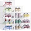 image:imageSONGMICS Shoe Boxes Shoe Storage Organizers Rack for Closet Plastic Stackable Sneaker Containers Case 12 Pack Transparent and Cloud White ULSP312W01Transparent  Cloud White