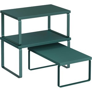 image:imageSONGMICS Cabinet Organizer Shelf Set of 3 Kitchen Counter Shelves Kitchen Storage Spice Rack Stackable Expandable Apricot UKCS220Y01V1Cascade Green
