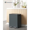 image:imageSONGMICS HOME Trash Can with 2 Compartments for Kitchen Garbage Can with 15 Trash Bags BeigeGreenish Gray