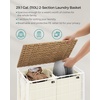 image:imageSONGMICS Laundry Hamper 110L Laundry Basket with Lid Clothes Hamper with Wheels Collapsible Removable Liner Bag IronMade Laundry Sorter Natural Beige and Cream White ULCB211N01Natural Beige  Cream White