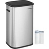 image:imageSONGMICS 2 x 66 Gallon Open Top Trash Can Dual Compartment Garbage Can for Waste and Recycling Stainless Steel Trash Bin for Office Restaurant Commercial Use Metallic Silver ULTB710E50Silver
