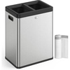 image:imageSONGMICS 2 x 66 Gallon Open Top Trash Can Dual Compartment Garbage Can for Waste and Recycling Stainless Steel Trash Bin for Office Restaurant Commercial Use Metallic Silver ULTB710E50Metallic Silver