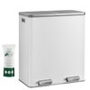 image:imageSONGMICS HOME Trash Can with 2 Compartments for Kitchen Garbage Can with 15 Trash Bags BeigeWhite