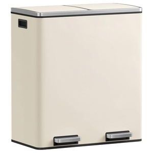 image:imageSONGMICS HOME Trash Can with 2 Compartments for Kitchen Garbage Can with 15 Trash Bags BeigeBeige