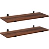 image:imageSONGMICS Set of 2 Wall Shelves Floating Shelf Decorative Shelves Retro Style for Living Room Kitchen Study Hallway Max Capacity 22 lb for Each 236 x 79 x 27 Inches Brown and Black ULWS04NB